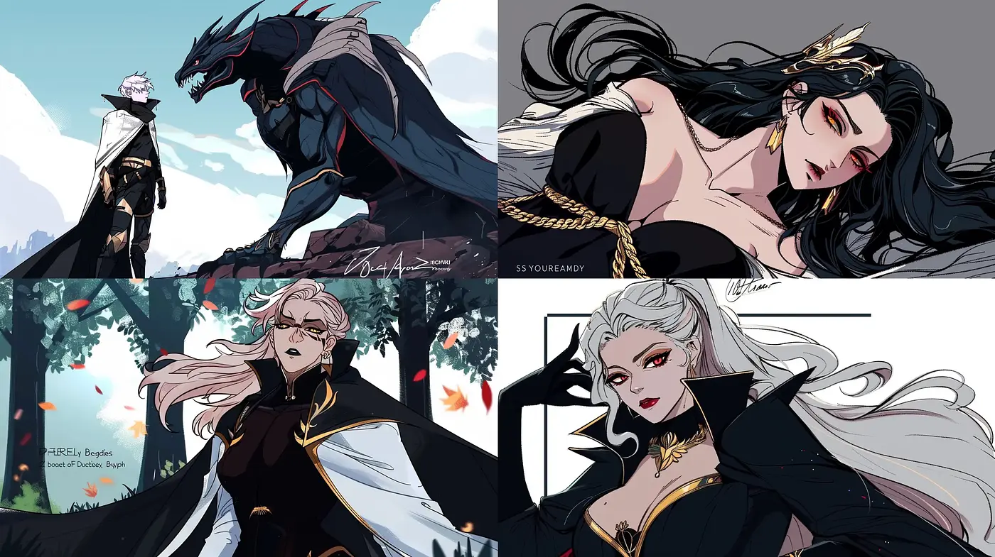 Ethereal Elegance in Monochrome and Crimson: A Stylish Fusion of Manga and Gothic Aesthetics - Midjourney sref style