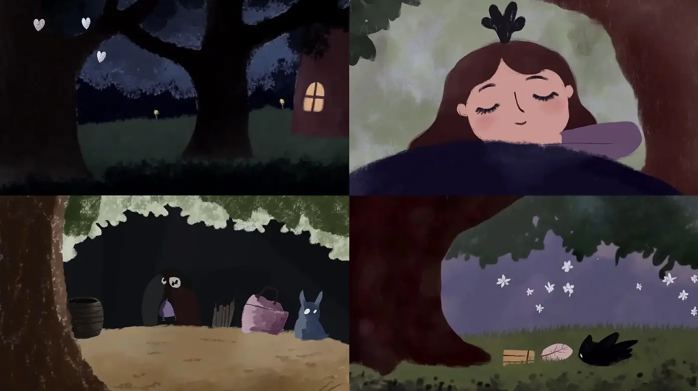 Enchanted Storybook Whimsy: A Consistent Palette of Twilight Hues and Fairytale Textures - Midjourney sref style