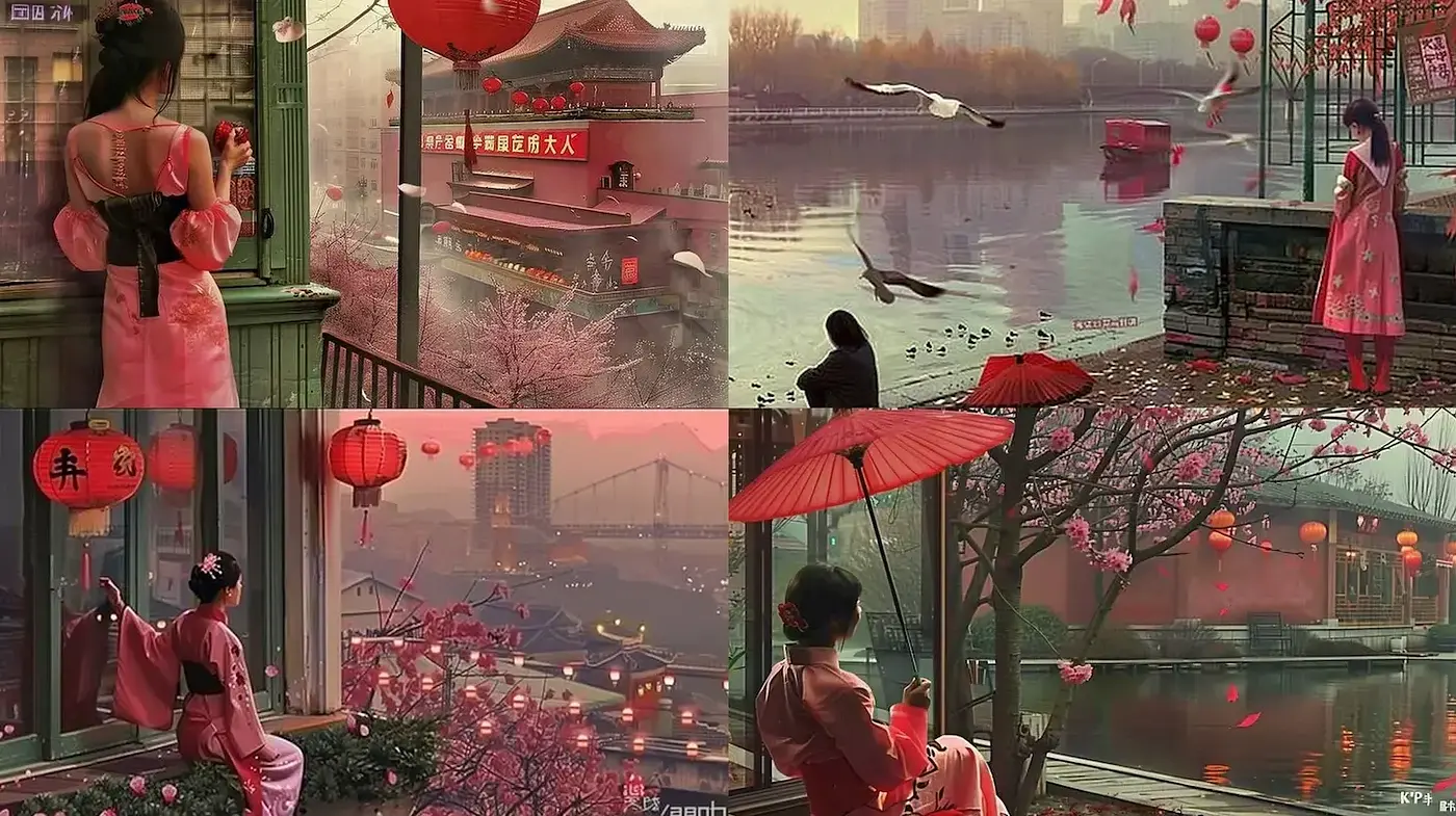 Harmonious Blend of Traditional Aesthetics and Pastel Dreamscapes - Midjourney sref style