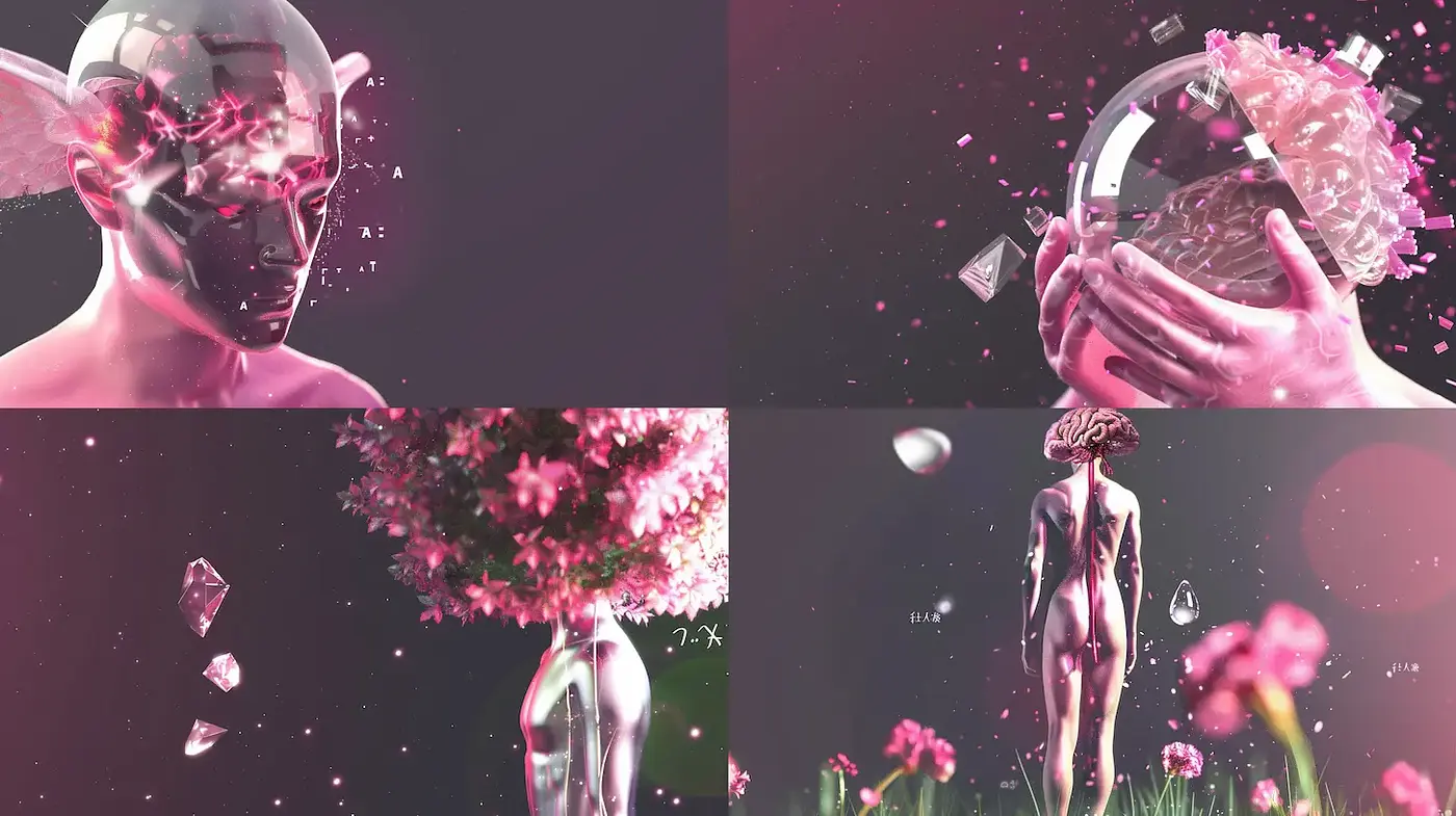 Futuristic ethereal visuals with surreal and organic elements - Midjourney sref style