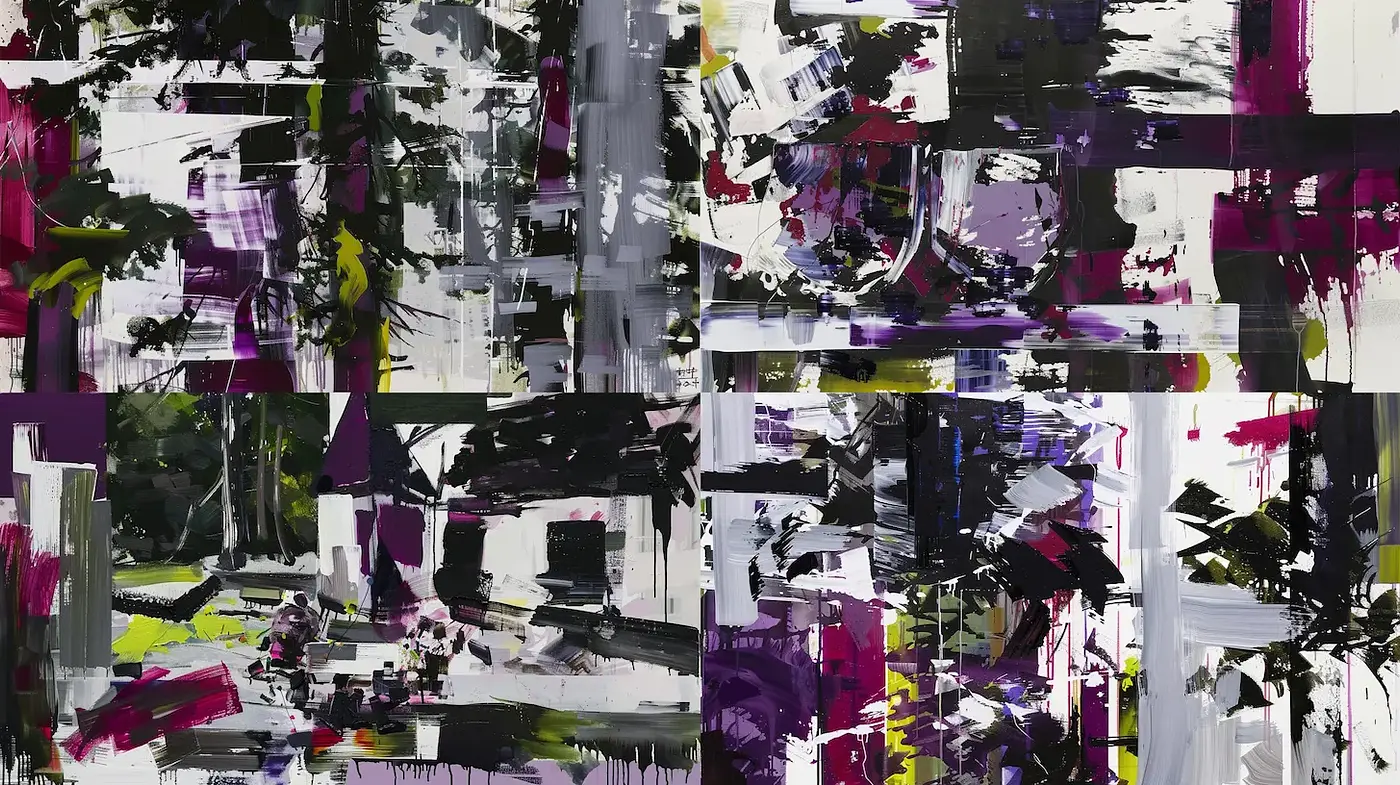 Bold and dynamic abstract expressionism with a focus on vibrant contrasts - Midjourney sref style