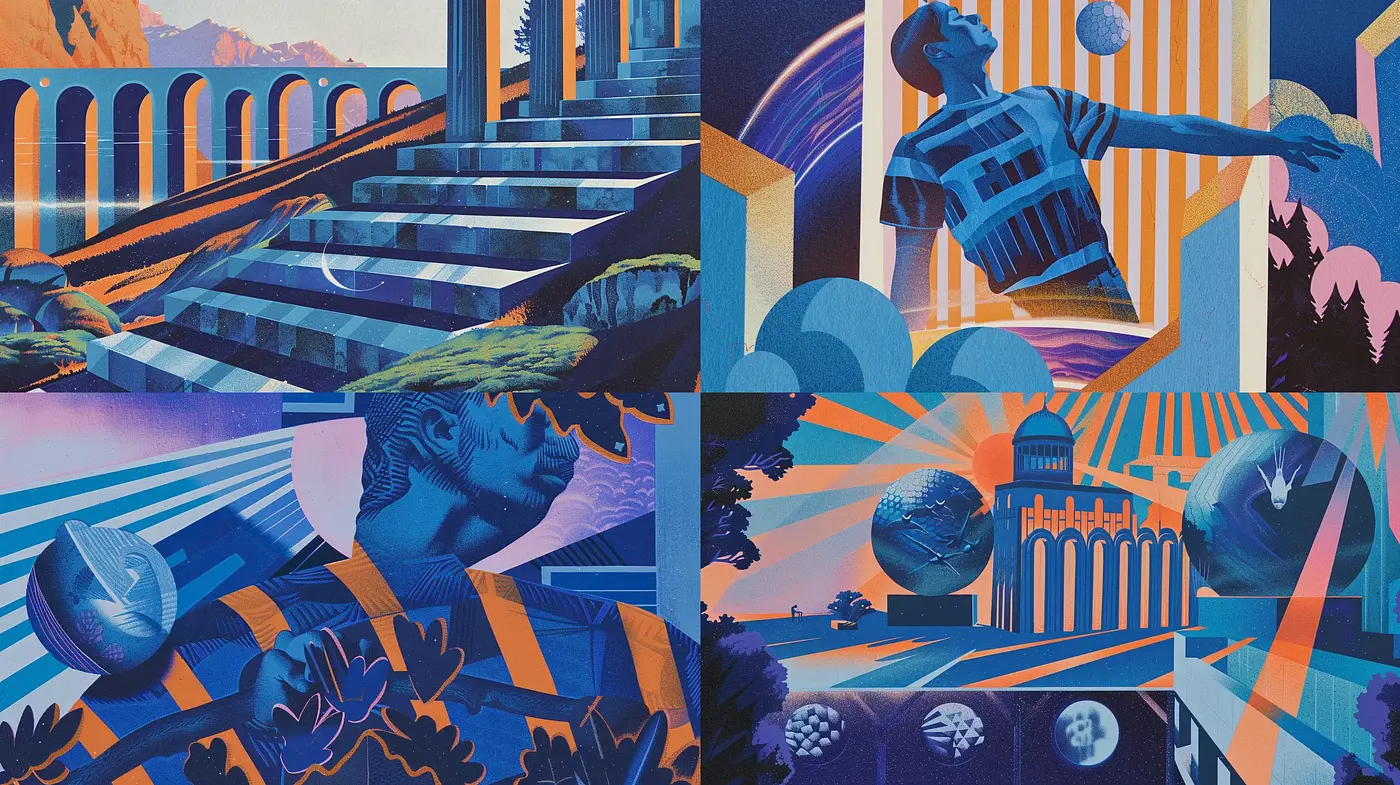 Synthesized Futurism in a Retro Digital Revival - Midjourney sref style