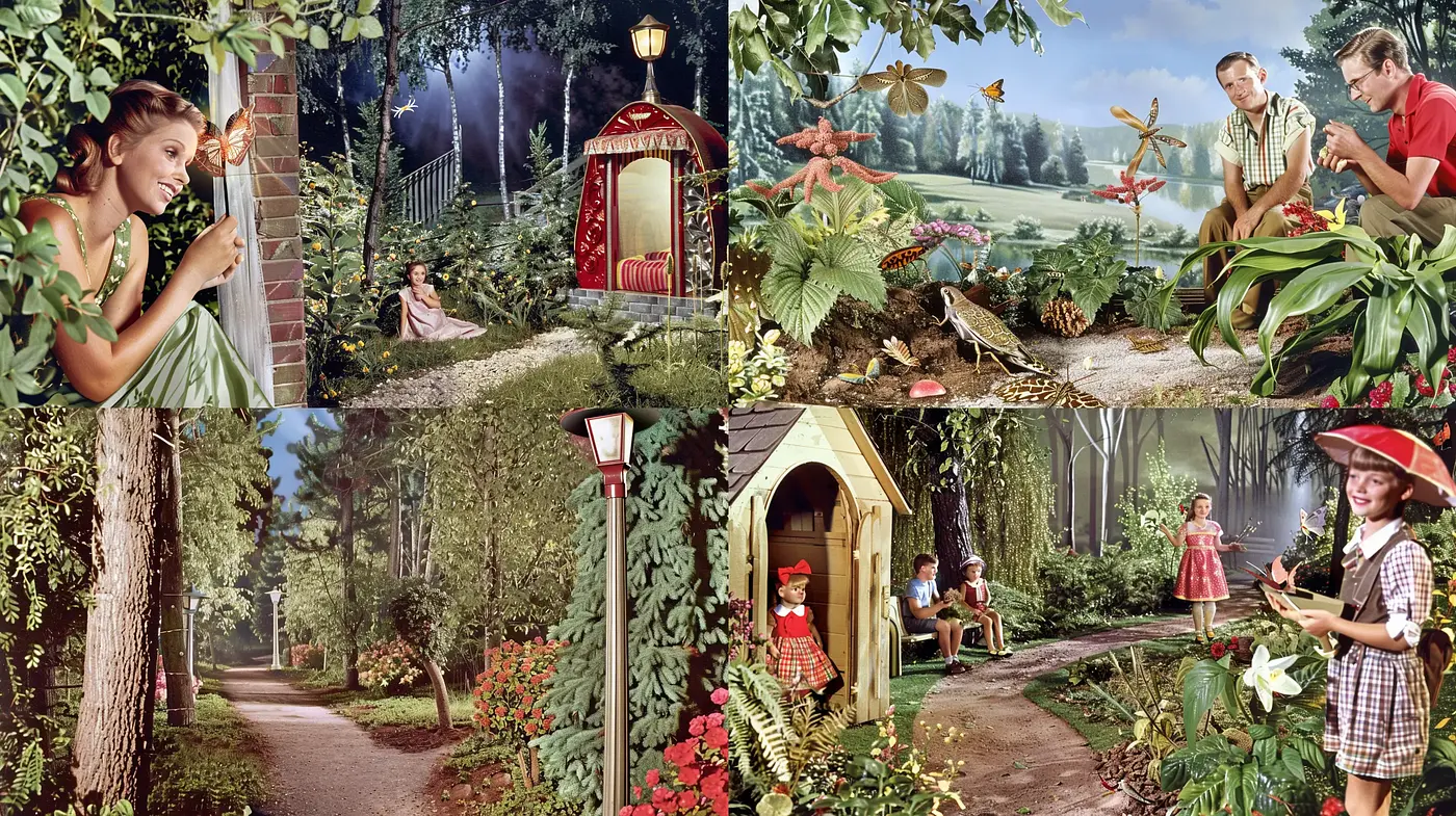 Enchanted Whimsical Garden: An Homage to Vintage Storybook Illustrations - Midjourney sref style