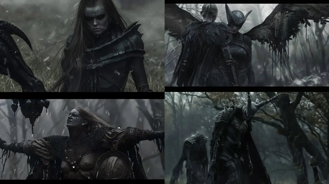 Gothic Fantasy Realism with a Dark and Somber Atmosphere - Midjourney sref style