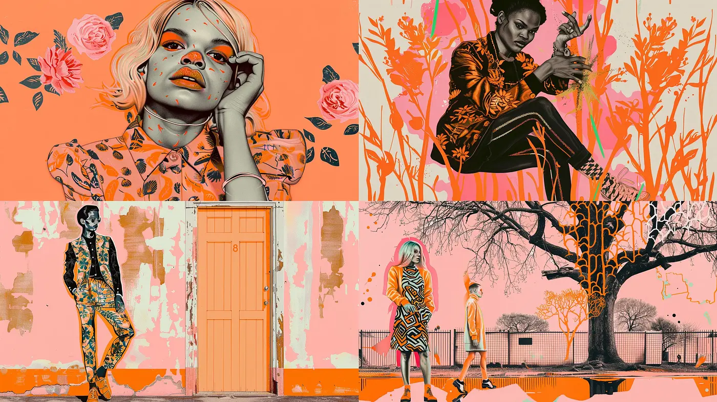 Contemporary Digital Pop Art with a Retro Twist and Monochromatic Vibrancy - Midjourney sref style