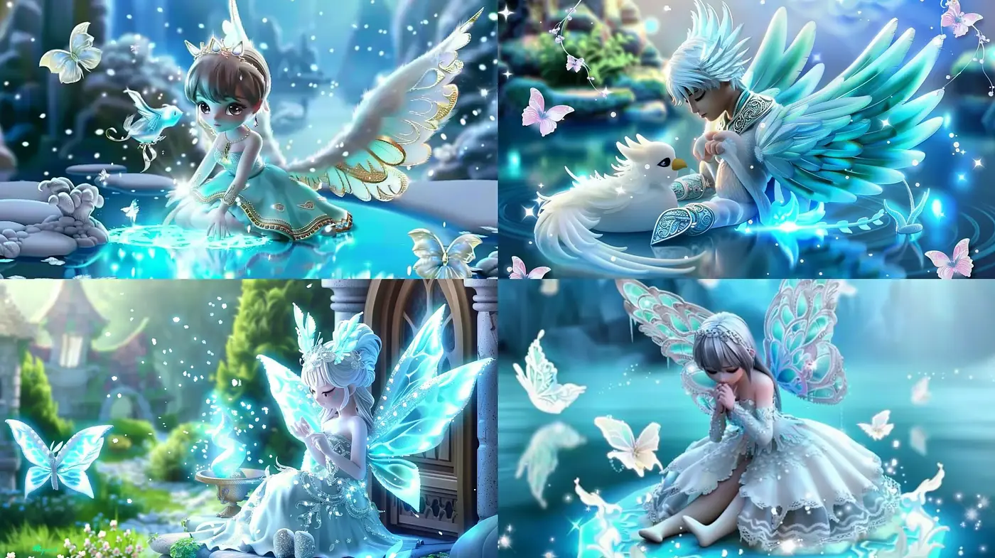 Enchanted Luminosity: A Fantastical Glow in Ethereal Blues - Midjourney sref style