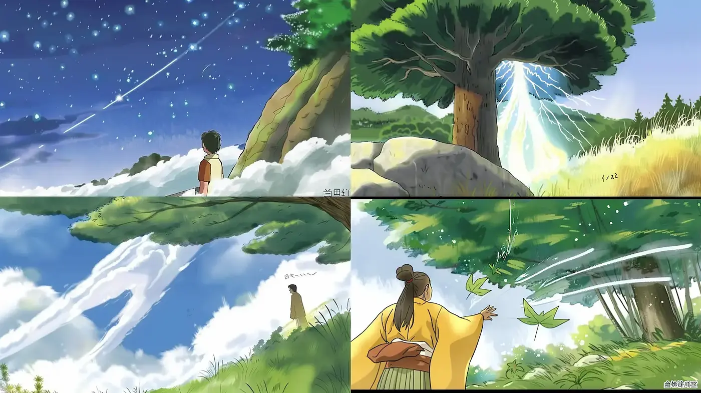 Serene Impressions with Ethereal Elements in a Whimsical Nature Setting - Midjourney sref style