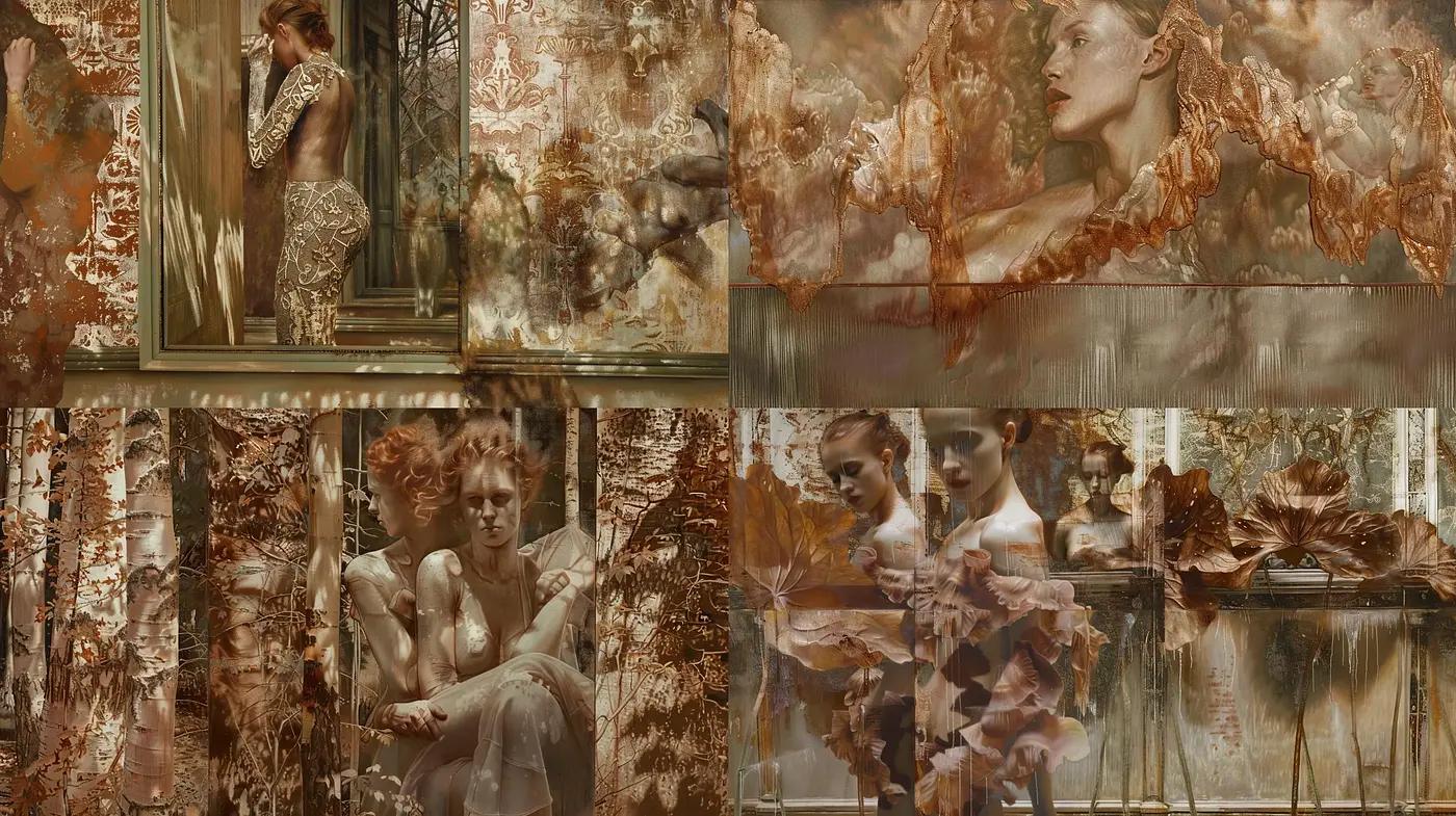 Ethereal Decadence in Sepia: A Fusion of Neo-Classic and Surreal - Midjourney sref style
