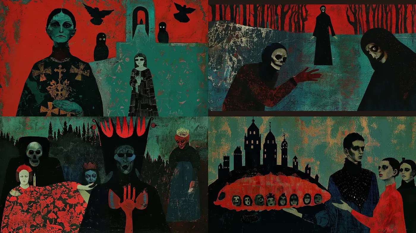 Eerie Gothic Enigma: A Fusion of Dark Surrealism and Gothic Art - Midjourney sref style