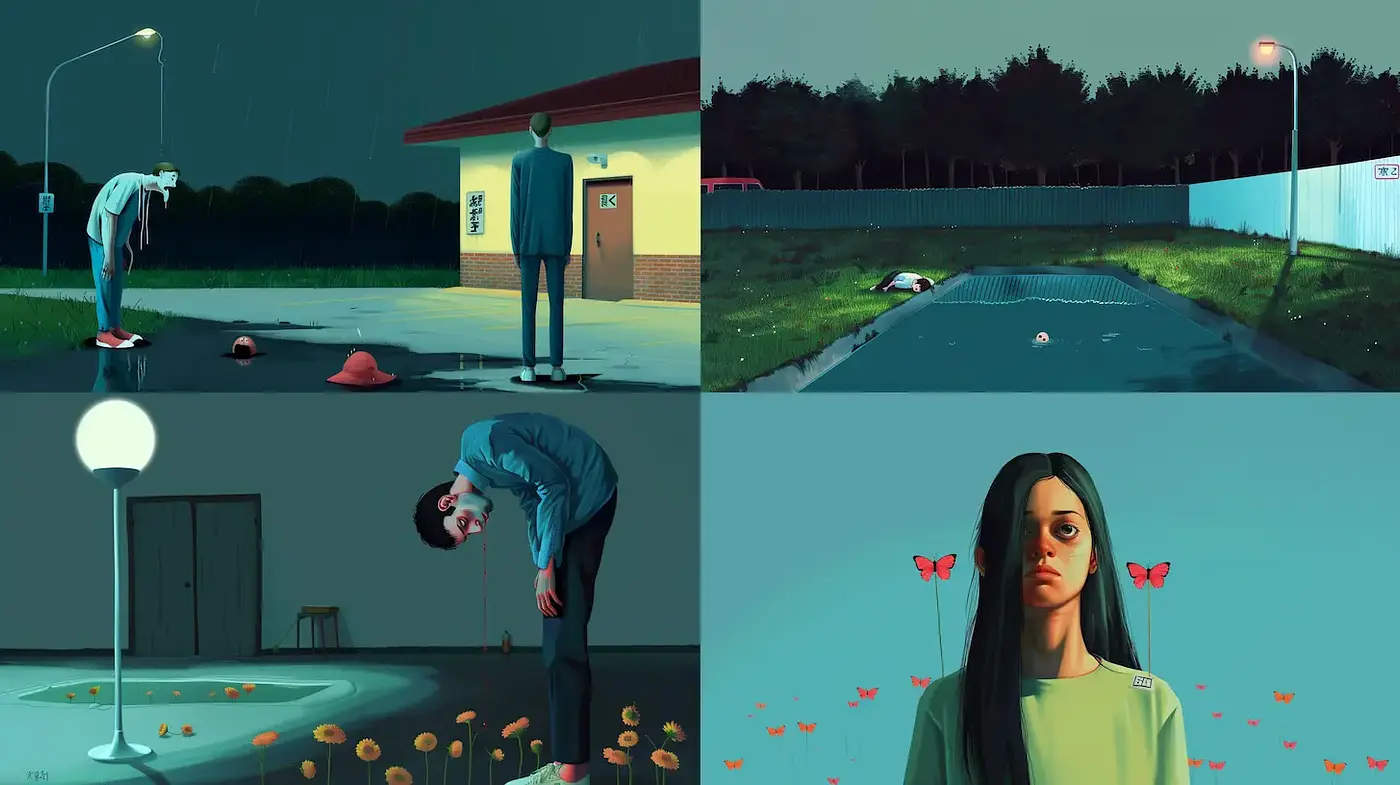 Contemporary Surrealism with a Touch of Melancholy and Isolation - Midjourney sref style