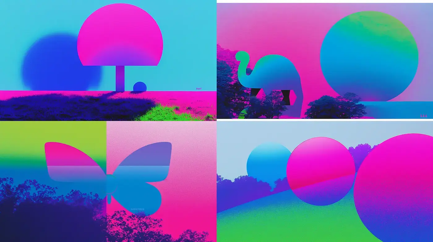 Vibrant Surreal Geometric Landscapes with a Futuristic Aesthetic - Midjourney sref style