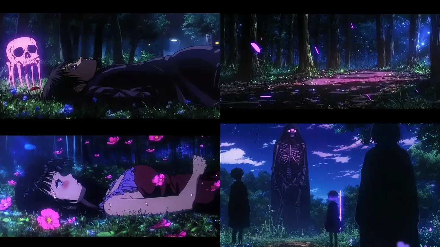 Enigmatic Nocturnal Anime Dreamscape - Midjourney sref style