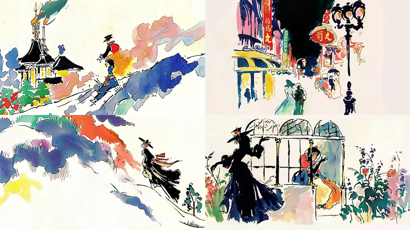 Whimsical Watercolor Landscape Illustrations with a Vintage Touch - Midjourney sref style