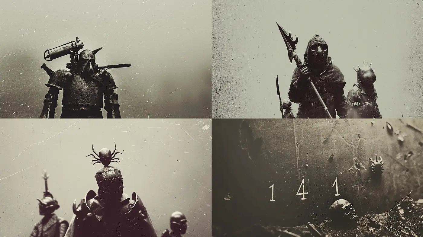 Sepia-toned Monochrome Fantasia with a Grainy Finish - Midjourney sref style