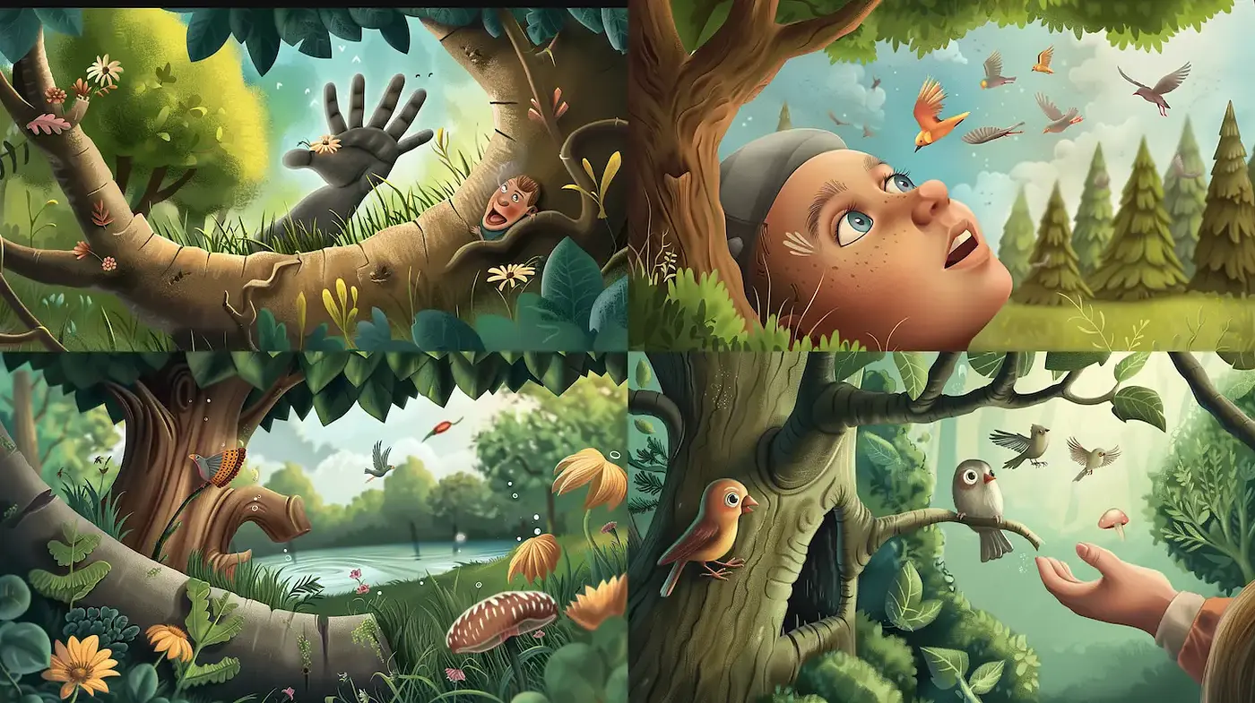 Whimsical Nature Illustrations with a Playful and Dreamy Mood - Midjourney sref style