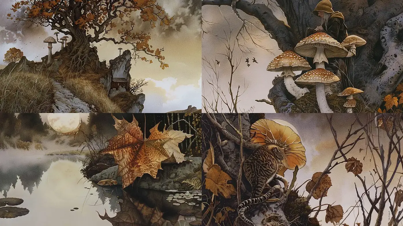 Whimsical Naturalism with a Touch of Fantasy - Midjourney sref style