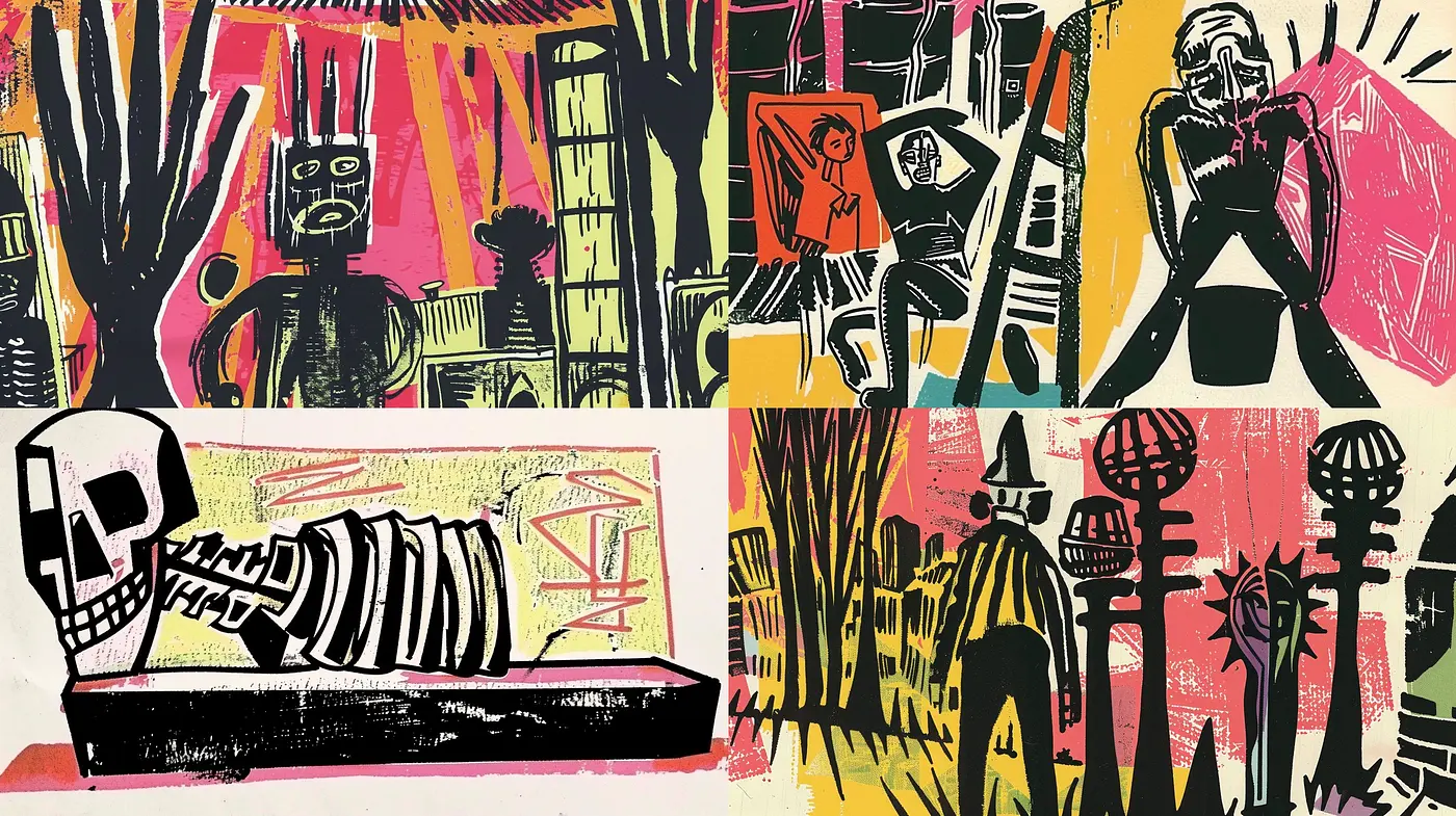 Abstract Fauvist Fusion with Bold Textures and Vivacious Color Scheme - Midjourney sref style