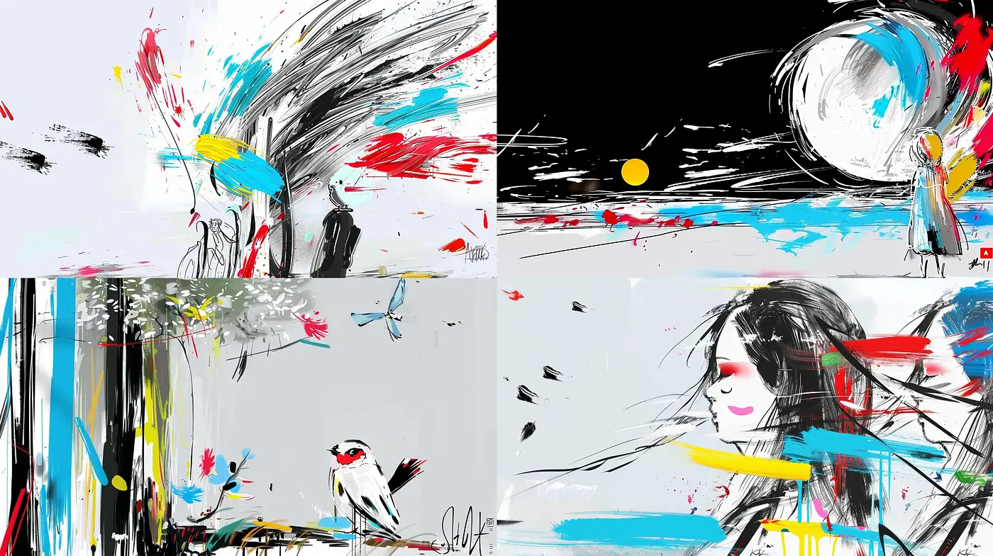 Abstract Expressionist Splatter and Brushstroke Harmony - Midjourney sref style