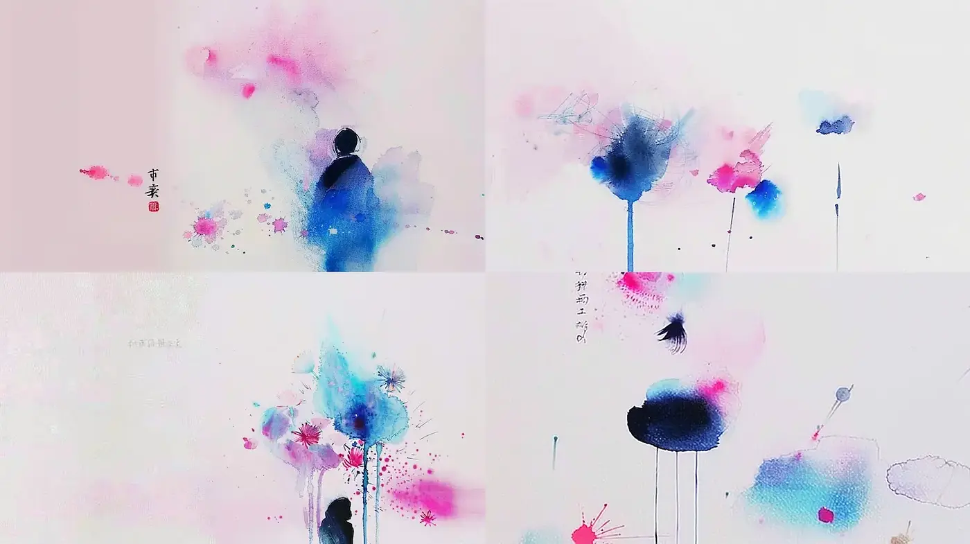 Delicate and Ethereal Watercolor Aesthetic with Abstract Elements - Midjourney sref style