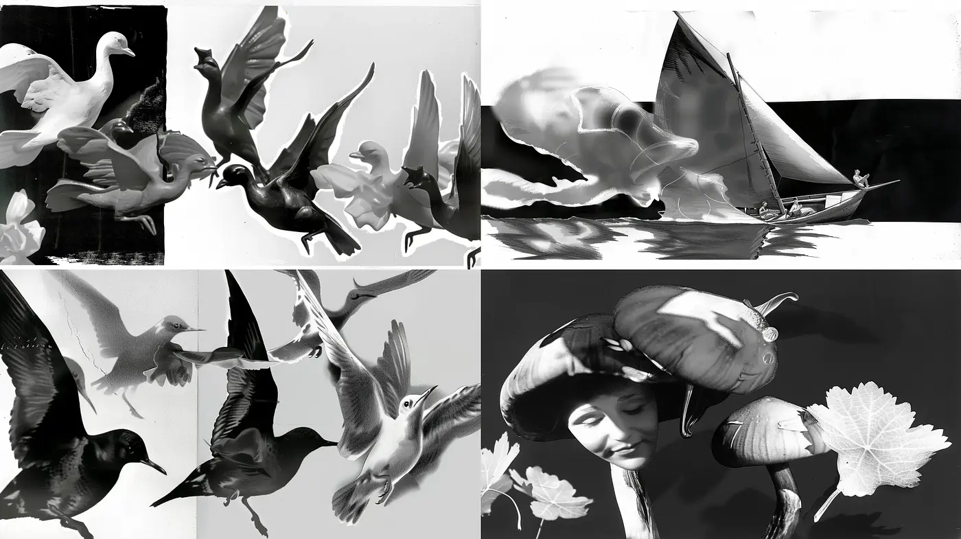 Monochromatic Fluidity: An Exploration of Movement in Stylized Shades of Grey - Midjourney sref style