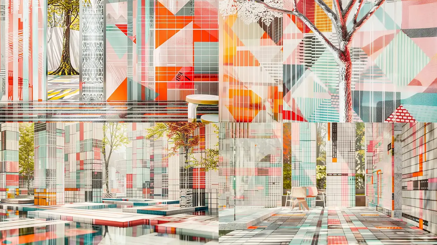Vibrant Geometric Abstractions with a Playful Yet Harmonious Atmosphere - Midjourney sref style