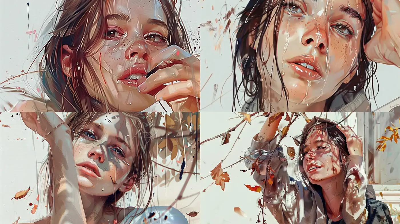 Splattered Serenity: A Fusion of Photorealism and Abstract Dynamics - Midjourney sref style