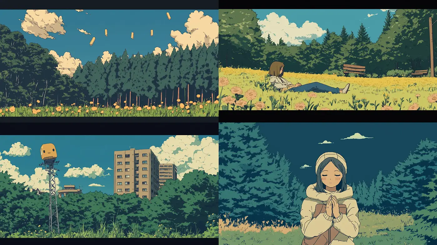 Serene Dusk: An Anime-Inspired Vignette of Tranquil Landscapes - Midjourney sref style