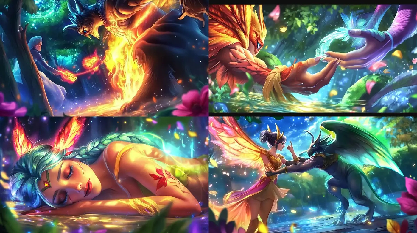 Enchanted Illustrative Dreamscapes with Vibrant Fantasy Flourishes - Midjourney sref style