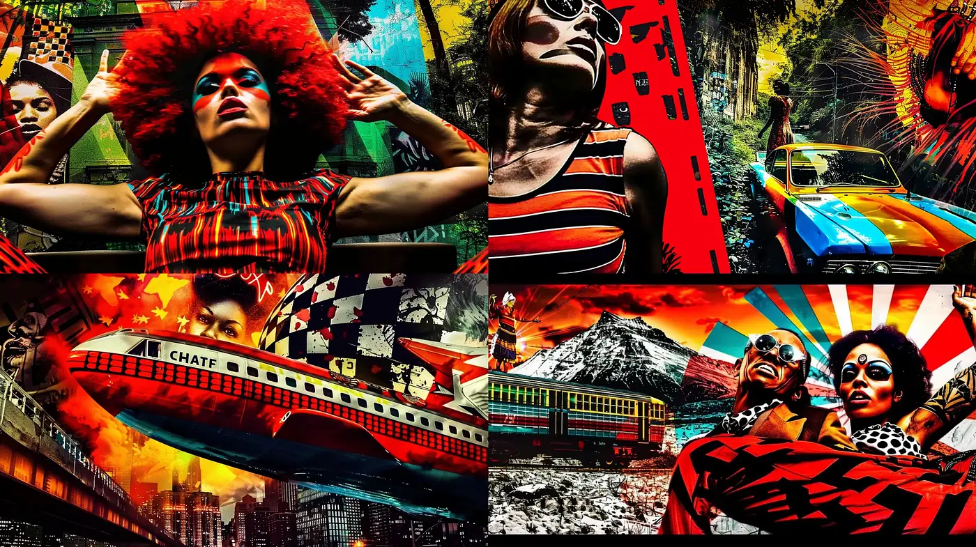 Vibrant Retro-Futurism with Urban Influence - Midjourney sref style