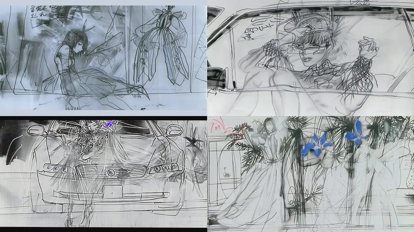 Dynamic and Expressive Sketch Illustrations with Vintage Flair - Midjourney sref style