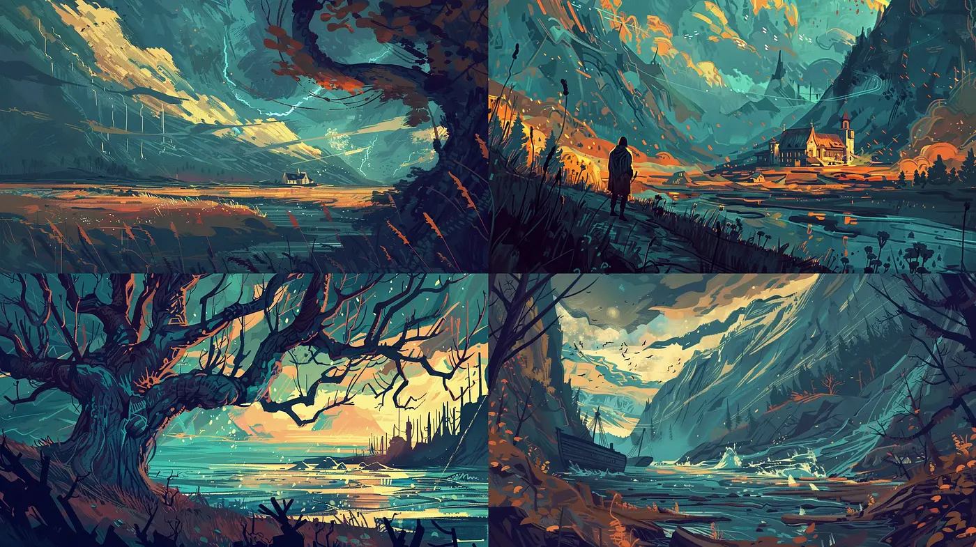Twilight Reverie in Stylized Wilderness - Midjourney sref style