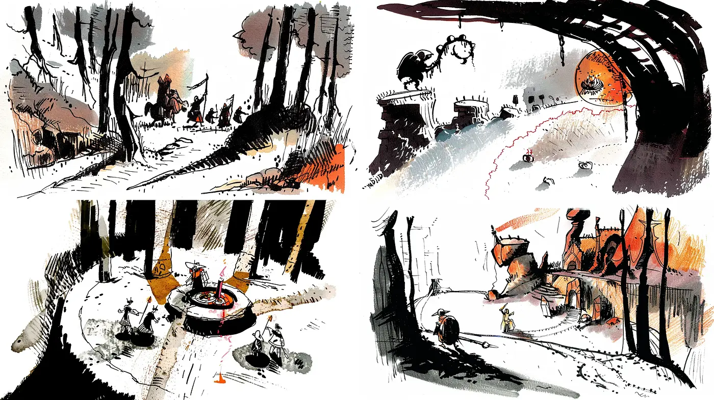 Expressive Brush Strokes and Splattered Textures in a Dynamic Artistic Confluence - Midjourney sref style