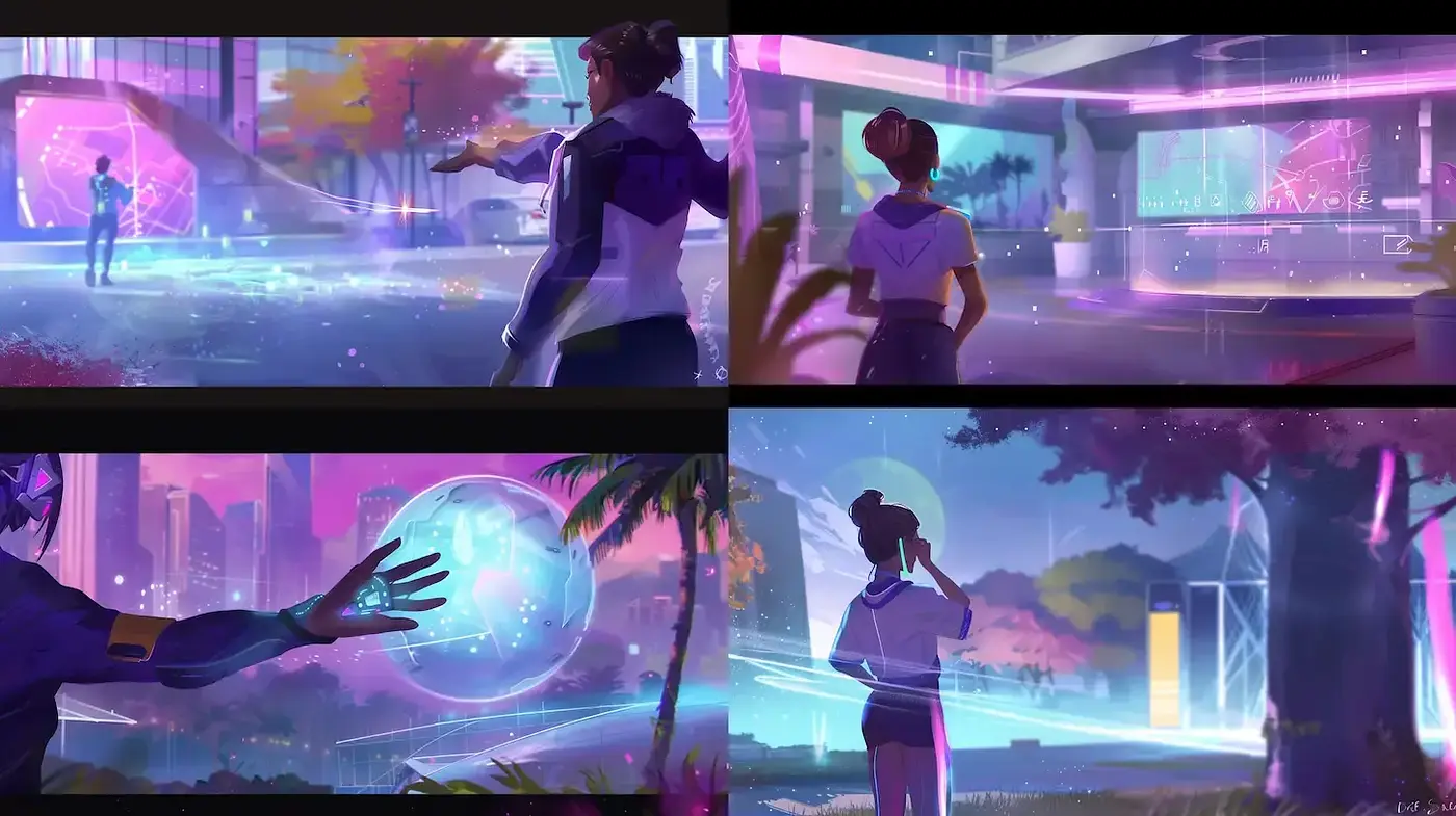 Futuristic, ethereal aesthetic with vibrant digital elements - Midjourney sref style