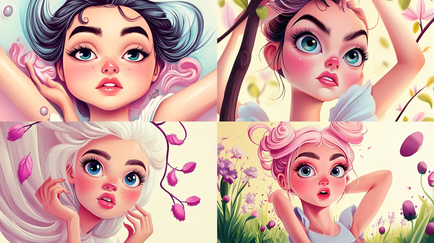 Enchanting Whimsy: A Digital Celebration of Pastel Dreams - Midjourney sref style