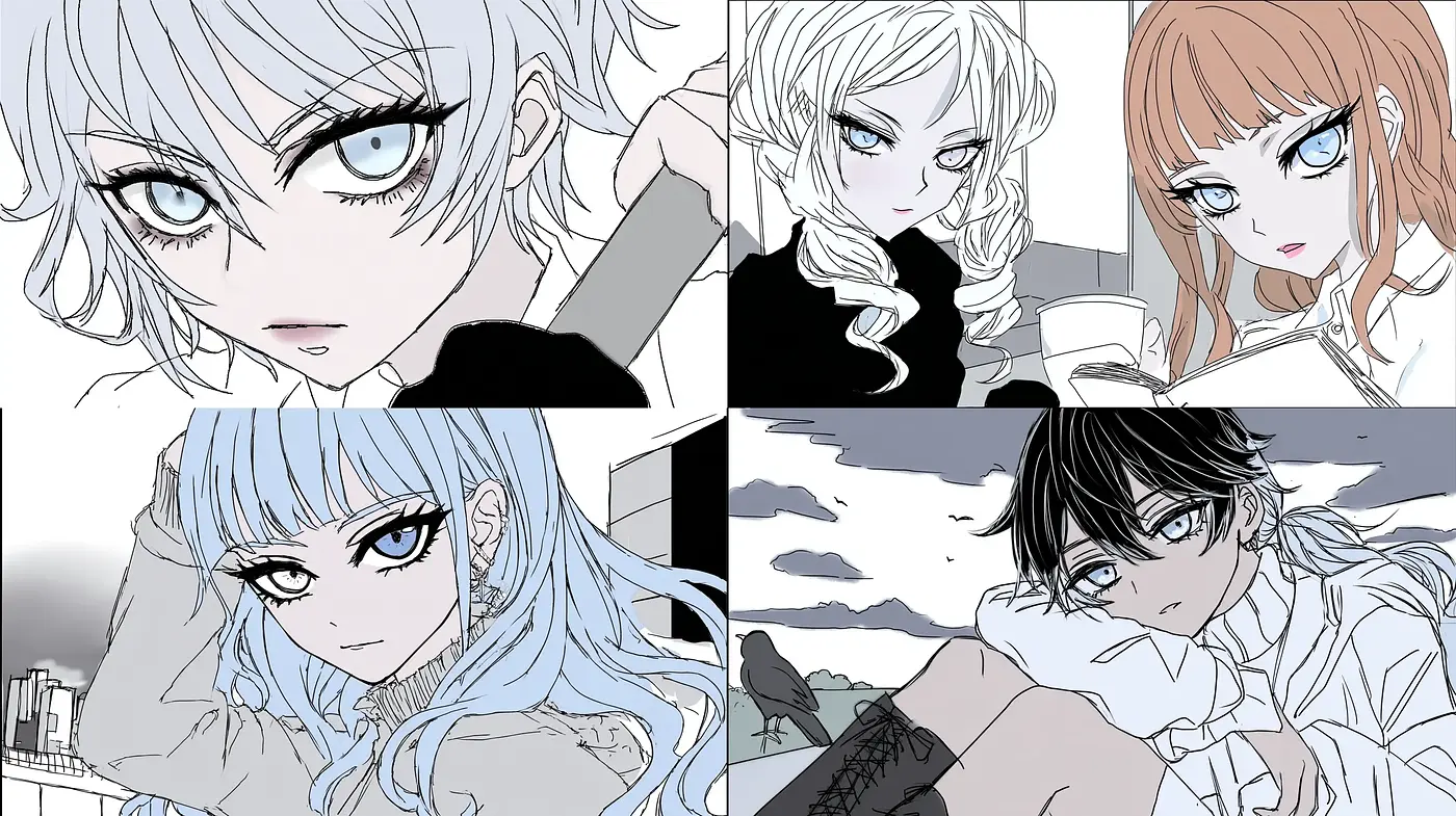 Stylized Character Illustrations with a Modern Anime Influence - Midjourney sref style