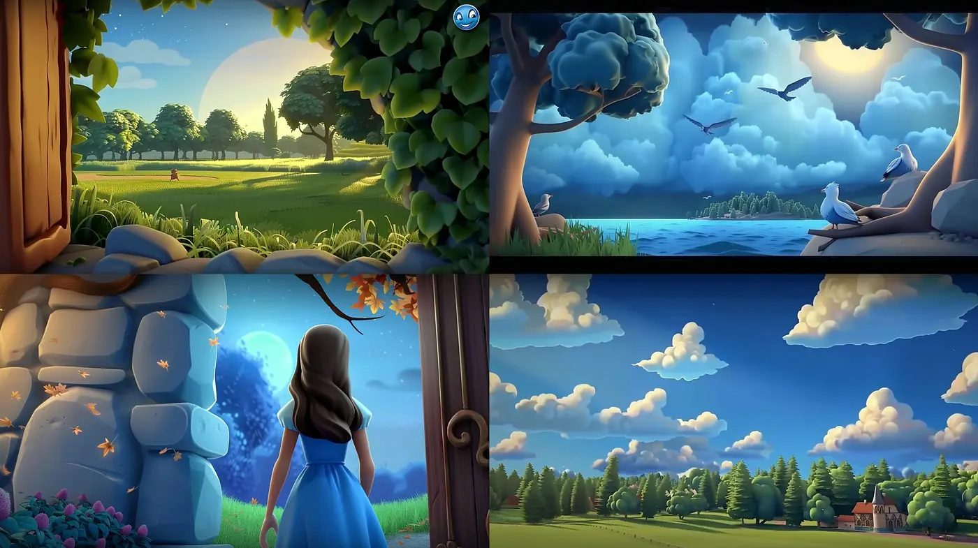 Enchanting Twilight Vistas in a Stylized Storybook Illustration - Midjourney sref style