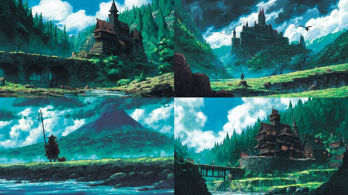Whimsical Fantasy Landscapes with Rich Textures and Depth - Midjourney sref style