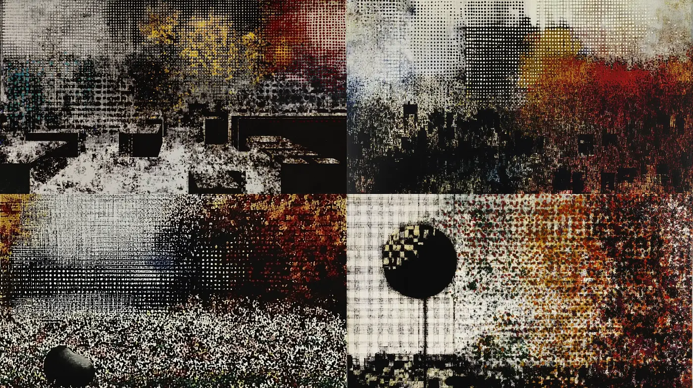 Dystopian Pixelated Panorama: Consistency in Disarray - Midjourney sref style