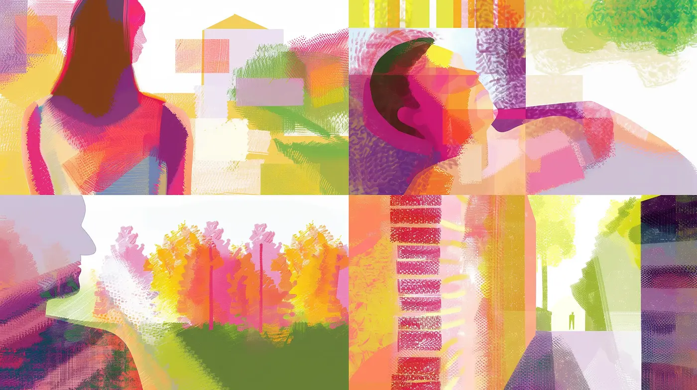 Abstract Geometric Color Block Fusion - Midjourney sref style