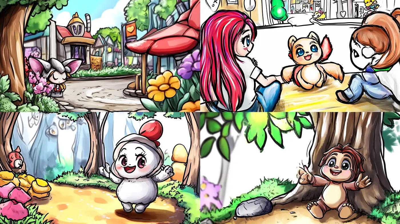 Whimsical Storybook Illustration Style with Cartoonish Appeal - Midjourney sref style