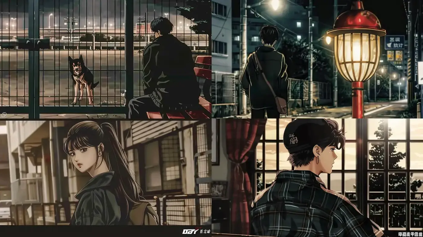 Contemporary Noir with Anime Influences - Midjourney sref style