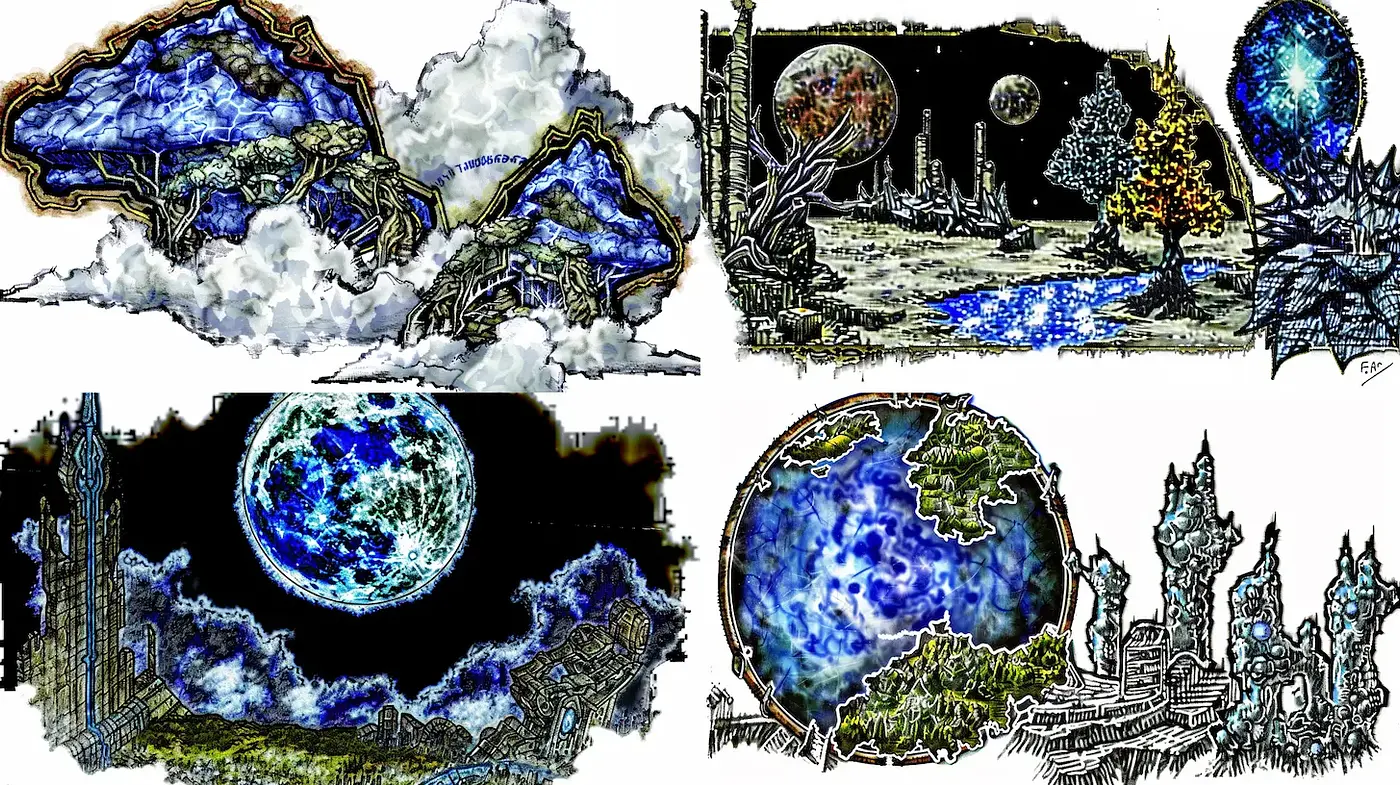 Dreamlike and otherworldly landscapes infused with vivid textures - Midjourney sref style