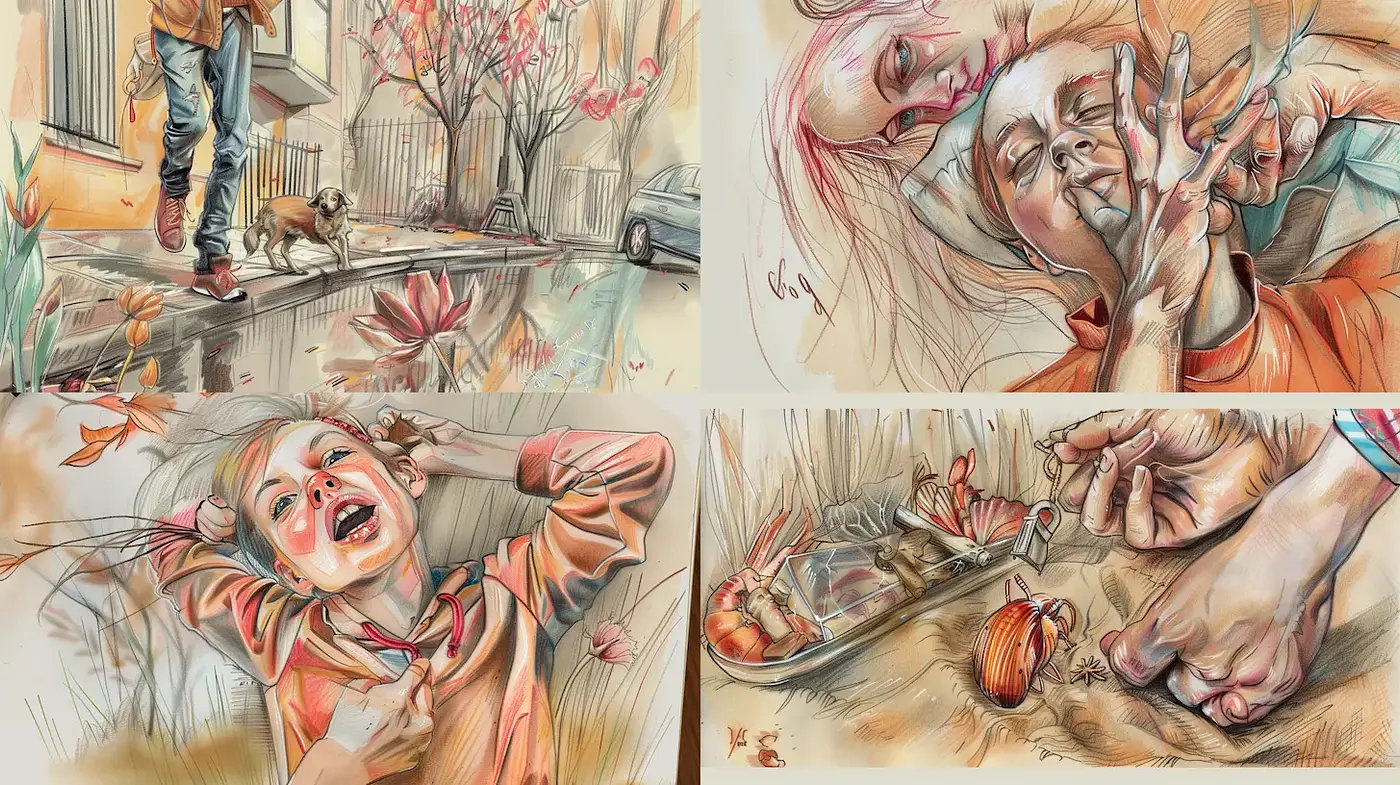 Expressive and Emotional Illustrations with a Contemporary Flair - Midjourney sref style