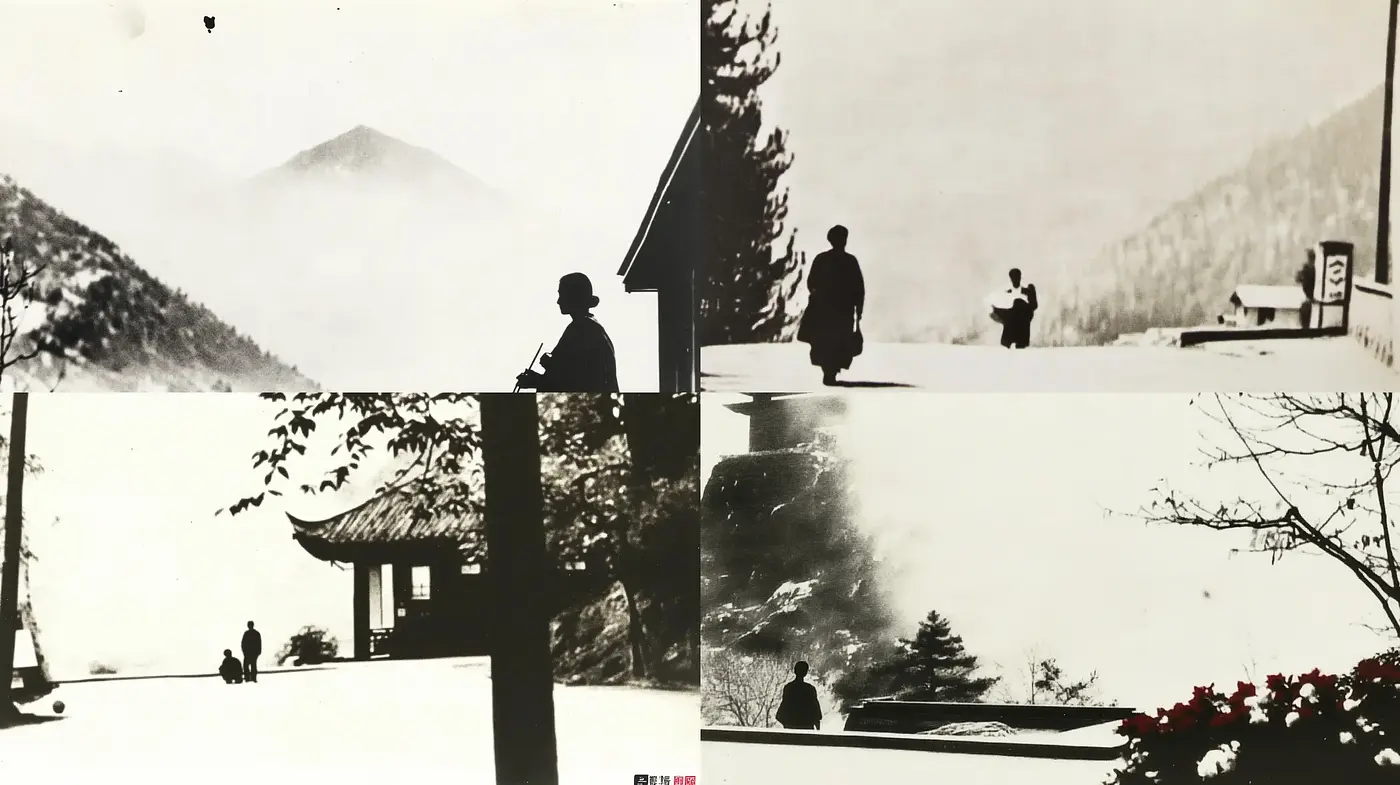 Monochromatic Tranquility: A Homage to Traditional Japanese Ink Wash Painting - Midjourney sref style