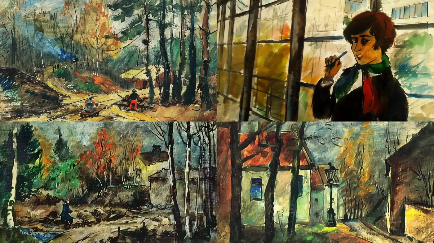 Evocative Textural Expressionism with a Rustic Palette - Midjourney sref style