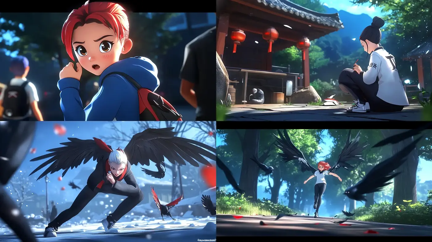 Vibrant Anime-Inspired Digital Realism in Dynamic Settings - Midjourney sref style