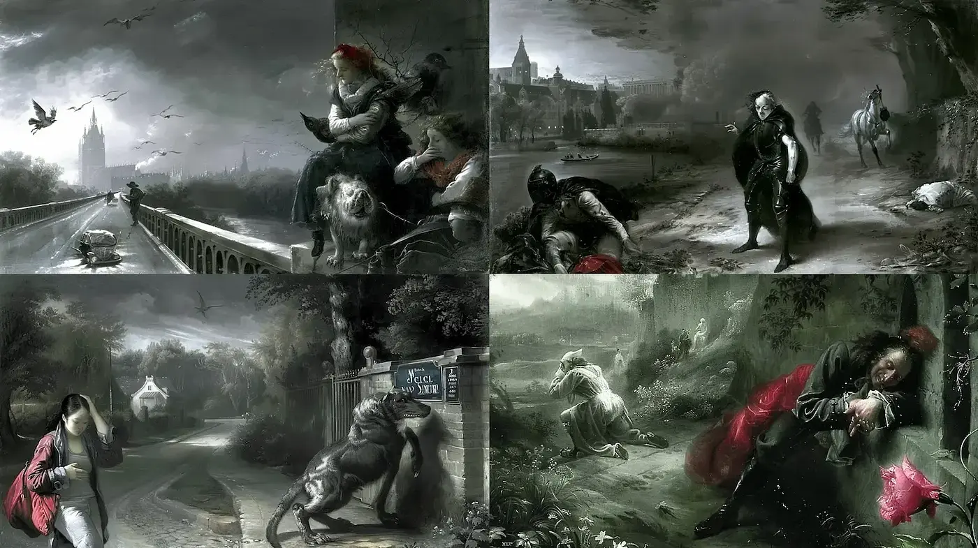 Gothic Reverie: A Haunting Blend of Dark Romanticism and Victorian Melancholy - Midjourney sref style