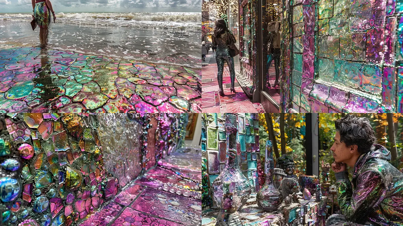 Iridescent Dreamscape: An Exploration of Ethereal Textures and Luminescent Hues - Midjourney sref style