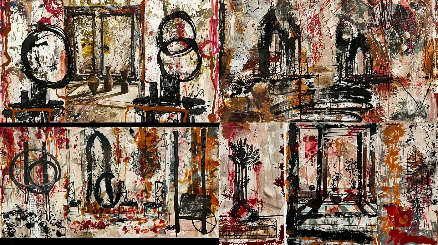 Chaotic Abstract Expressionism with a Dark Urban Twist - Midjourney sref style