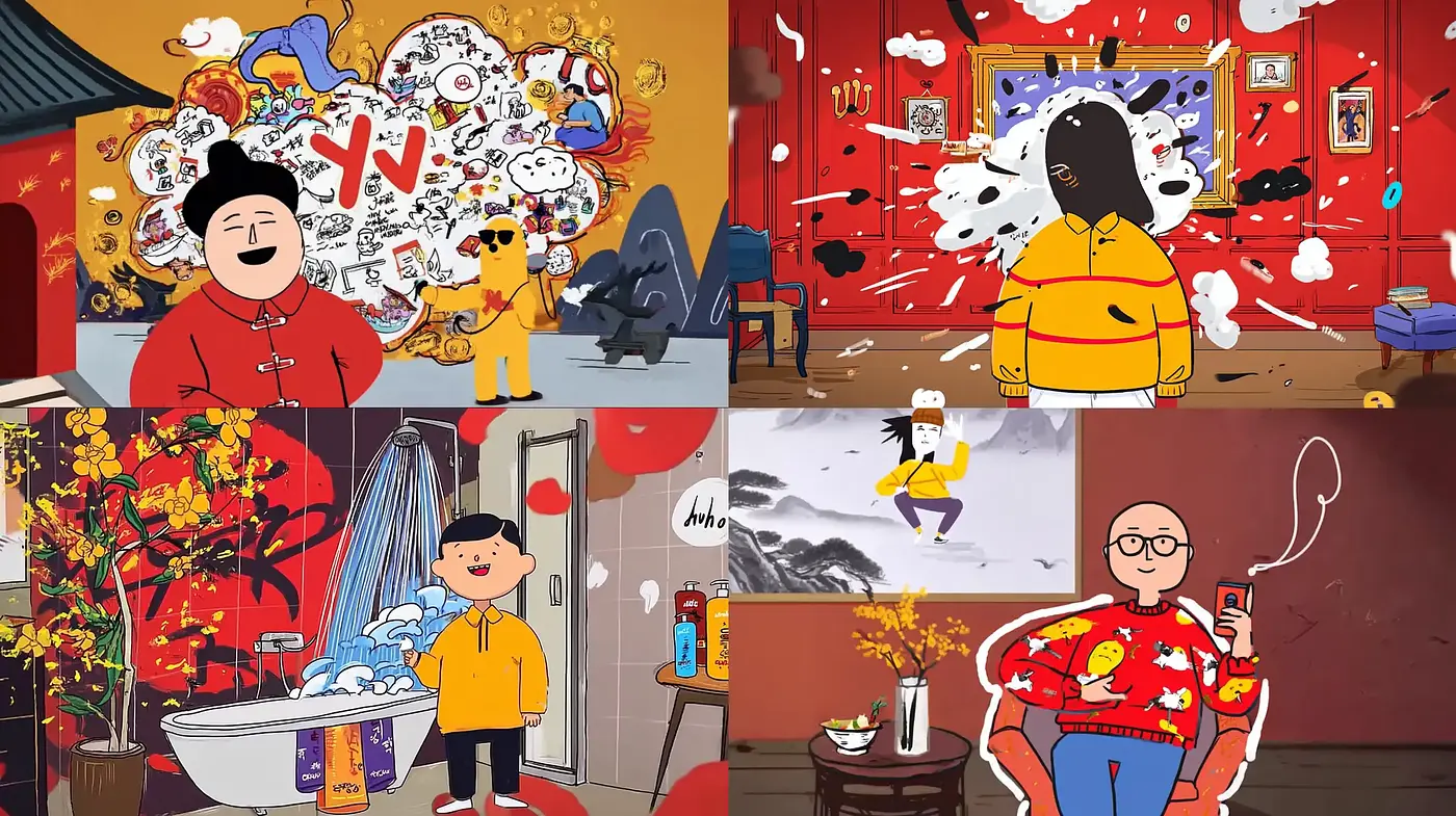 Playful and Vibrant Contemporary Animation Style Infused with Cultural Elements - Midjourney sref style